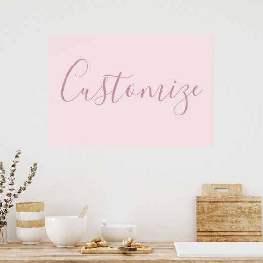 Ihr Text | Elegantes Skript & Soft Blush Pink Poster (Küche)