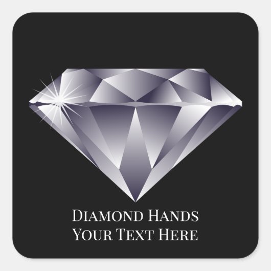 Ihr Text-/Farbbrillantes Shine Diamond Handgerät Quadratischer Aufkleber (Vorderseite)