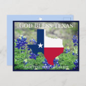 Ihr Text/Farbe Gott segne Texas-Flagge und Bluebon Postkarte (Vorne/Hinten)