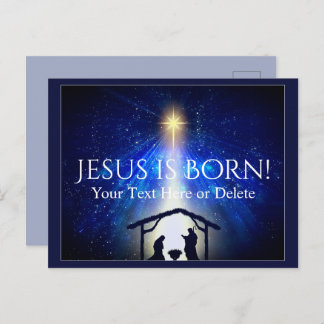 Ihr Text/Farbe Jesus Weihnachtsstern Blau Postkarte