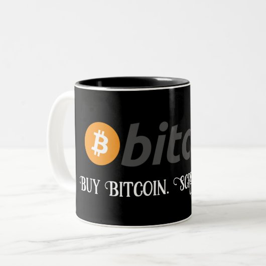 Ihr Text/Farbe Kaufen Sie schwarze Bitcoin-Schraub Zweifarbige Tasse (Vorderseite Links)
