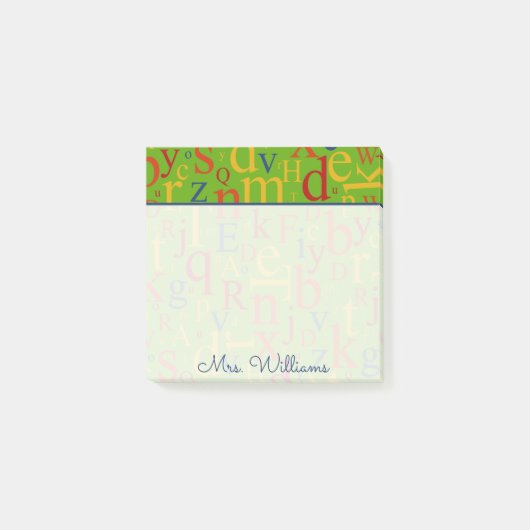 Ihr Text | Farbenfrohe Alphabet Post-it Klebezettel (Vorderseite)