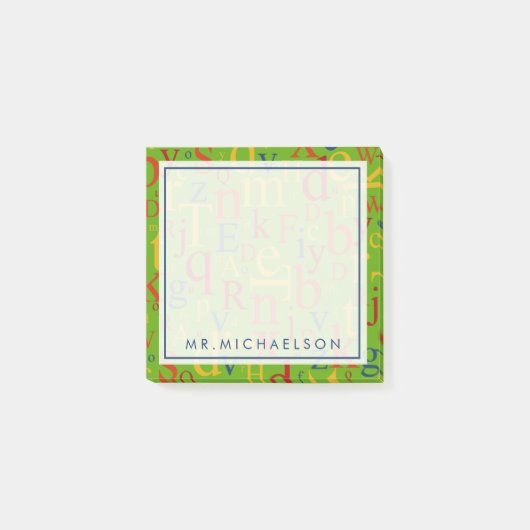 Ihr Text | Farbenfrohe Alphabet Post-it Klebezettel (Vorderseite)