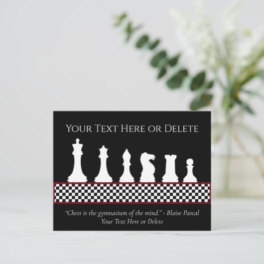 Ihr Text-/Farbschachbrettangebot Schwarz Postkarte (Stehend Vorderseite)