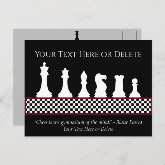 Ihr Text-/Farbschachbrettangebot Schwarz Postkarte (Vorne/Hinten)