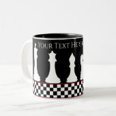 Ihr Text-/Farbschachbrettmuster Stück Schachschwar Zweifarbige Tasse (Vorderseite Links)