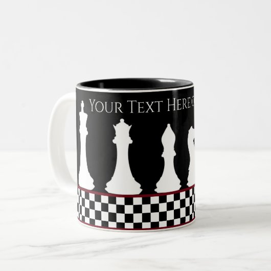 Ihr Text-/Farbschachbrettmuster Stück Schachschwar Zweifarbige Tasse (Vorderseite Links)