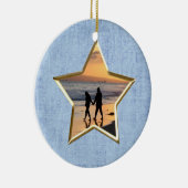 Ihr Text & Foto: Blue Star-Form-Bildrahmen Keramik Ornament (Rechts)