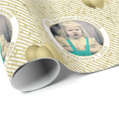 Ihr Text.Foto Gold/White Simple Stripes-Muster Geschenkpapier (Rolleneckpunkt)