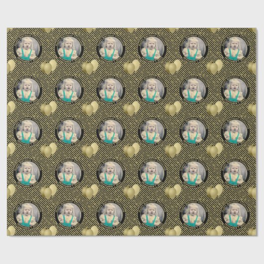 Ihr Text.Foto Schwarz/Gold-Muster für einfache Str Geschenkpapier (Flach)