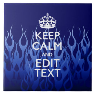 Ihr Text für Behalten Ruhe auf blauen Racing-Flamm Fliese