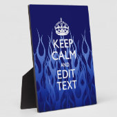 Ihr Text für Behalten Ruhe auf blauen Racing-Flamm Fotoplatte (Seite)