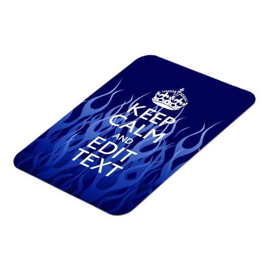 Ihr Text für Behalten Ruhe auf blauen Racing-Flamm Magnet (Linke Seite)