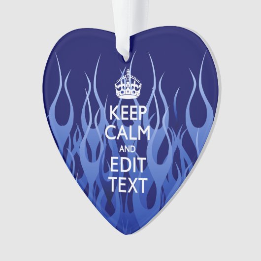 Ihr Text für Behalten Ruhe auf blauen Racing-Flamm Ornament (Vorderseite)