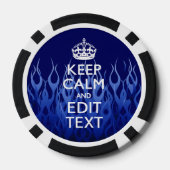 Ihr Text für Behalten Ruhe auf blauen Racing-Flamm Pokerchips (Rückseite)