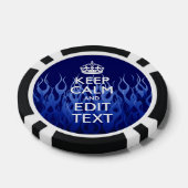 Ihr Text für Behalten Ruhe auf blauen Racing-Flamm Pokerchips (Einzeln)