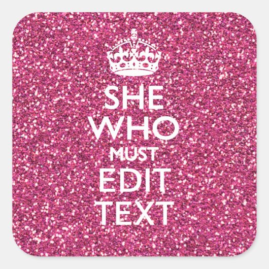 Ihr Text für sie, die rosa Dekoration zu befolgen Quadratischer Aufkleber (Vorderseite)