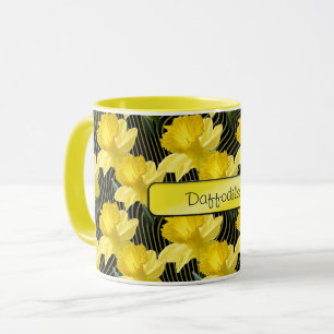 "Ihr Text: Gelbe Daffodils Muster Blumenmuster Fot Tasse