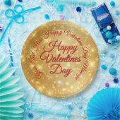 Ihr TEXT Gold Valentinstag Message Large 9" Pappteller (Party)