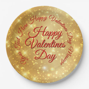 Ihr TEXT Gold Valentinstag Nachricht  Groß 9" Pappteller