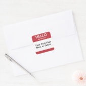 Ihr Text Hallo Mein Name ist der Name des Roten Pl Quadratischer Aufkleber (Umschlag)