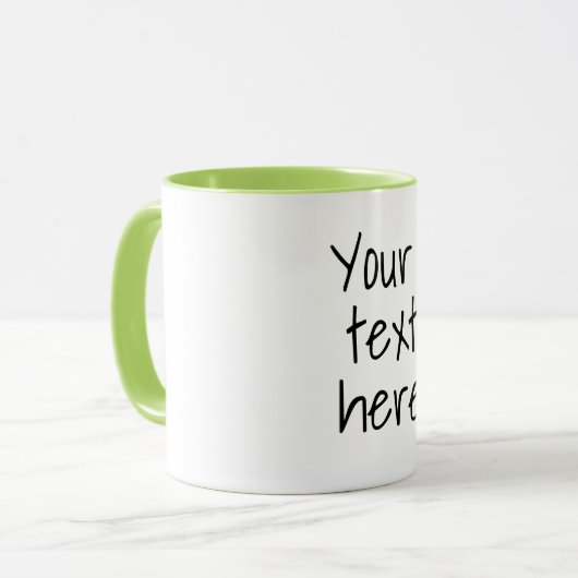Ihr Text hier, anpassbare Tasse (Vorderseite Links)