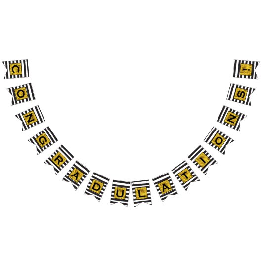 Ihr Text hier Gold Black Stripe Muster Wimpelkette (Alle)