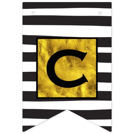 Ihr Text hier Gold Black Stripe Muster Wimpelkette (Erste Fahne)