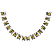 Ihr Text hier Gold, Schwarz und Weiß Streifen Wimpelkette (Alle)