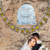 Ihr Text hier Gold, Schwarz und Weiß Streifen Wimpelkette