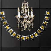 Ihr Text hier Gold, Schwarz und Weiß Streifen Wimpelkette