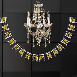 Ihr Text hier Gold, Schwarz und Weiß Streifen Wimpelkette