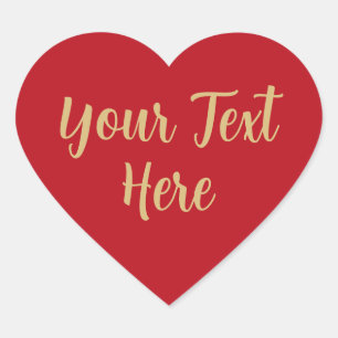 Ihr Text hier Gold Text Red Hearts Heart Sticker