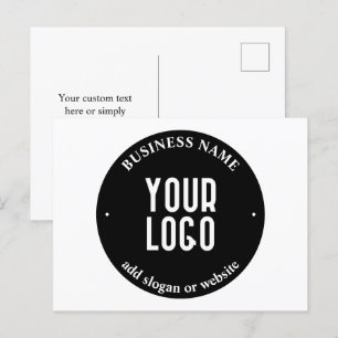 Ihr Text & Hochgeladenes Logo Bearbeitbar Schwar Postkarte
