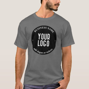 Ihr Text & Hochgeladenes Logo Bearbeitbar Schwar T-Shirt