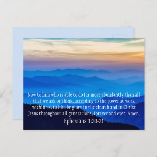 Ihr Text Hübsch Blue Mountains Ephesians 3:20-21 Postkarte (Vorne/Hinten)