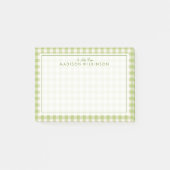 Ihr Text | Hübsch Green Mint Gingham Post-it Klebezettel (Vorderseite)