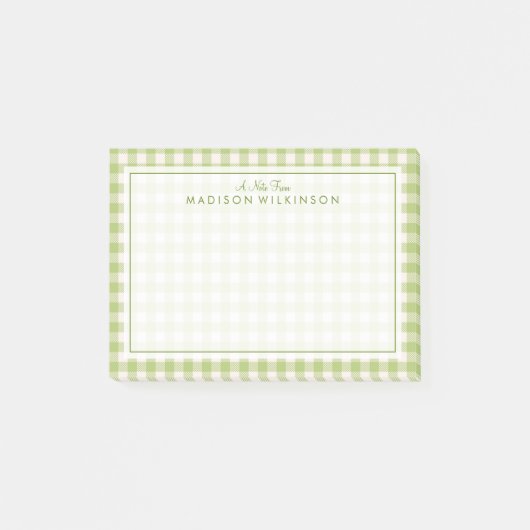 Ihr Text | Hübsch Green Mint Gingham Post-it Klebezettel (Vorderseite)