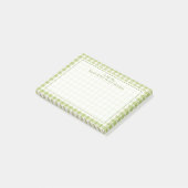 Ihr Text | Hübsch Green Mint Gingham Post-it Klebezettel (angewinkelt)