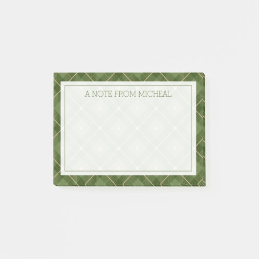 Ihr Text | Kariert grün Post-it Klebezettel (Vorderseite)