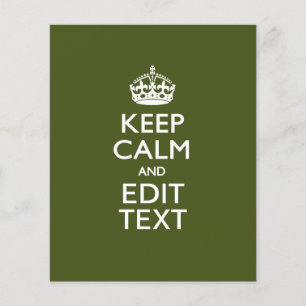 Ihr Text Keep Calm auf Olive-Grün-Dekor Flyer