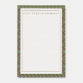 Ihr Text | Khaki Herringbone Post-it Klebezettel (Vorderseite)