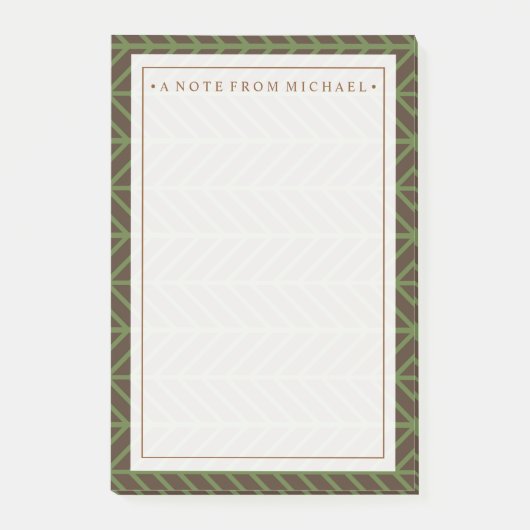 Ihr Text | Khaki Herringbone Post-it Klebezettel (Vorderseite)