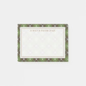 Ihr Text | Khaki Kariert Post-it Klebezettel (Vorderseite)