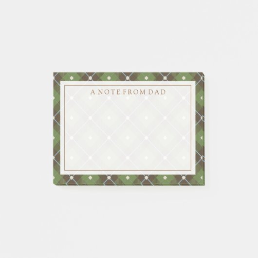 Ihr Text | Khaki Kariert Post-it Klebezettel (Vorderseite)