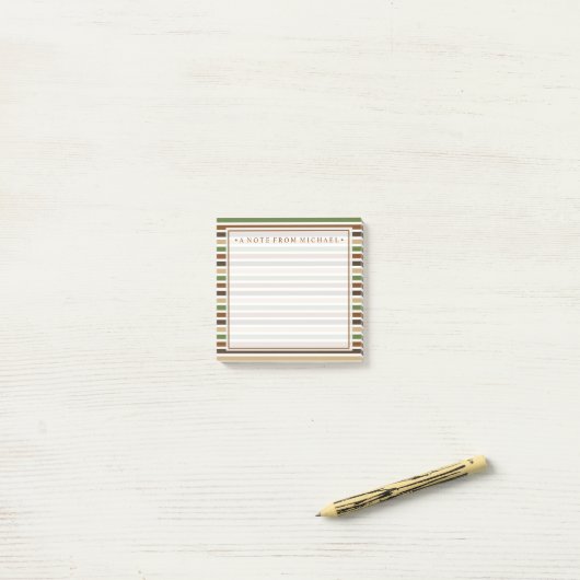 Ihr Text | Khaki Stripes Post-it Klebezettel (Auf Schreibtisch)