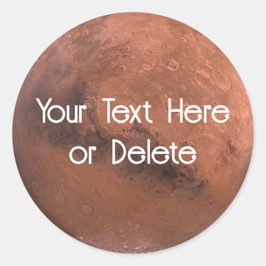 Ihr Text-Mars Red Planet Sonnensystem Weltraum Runder Aufkleber (Vorderseite)
