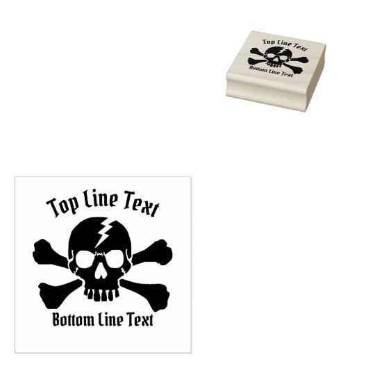 Ihr Text mit einem Crossbones DJ Skull Design Gummistempel (Stempel)