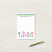 Ihr Text | Neonfarben Retro-Blume Post-it Klebezettel (Auf Schreibtisch)