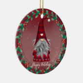 Ihr Text Niedlich Red Kariert Gnome & Snowflake Ur Keramik Ornament (Rechts)